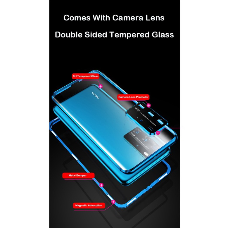 เคส OPPO Reno 5 Pro 5G #เคสกระจกขอบโลหะประกบแม่เหล็กหน้าหลังมีป้องกันเลนส์กล้อง Fully Protection Magnetic Adsorption Glass Metal Phone Protective Built-in Camera Protection