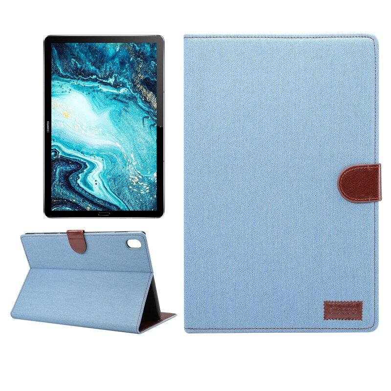 Case Huawei MediaPad M6 (10.8 inch) #เคสฝาพับหนัง PU ผิวยีนส์พับตั้งได้ Jeans Cloth Leather Wallet
