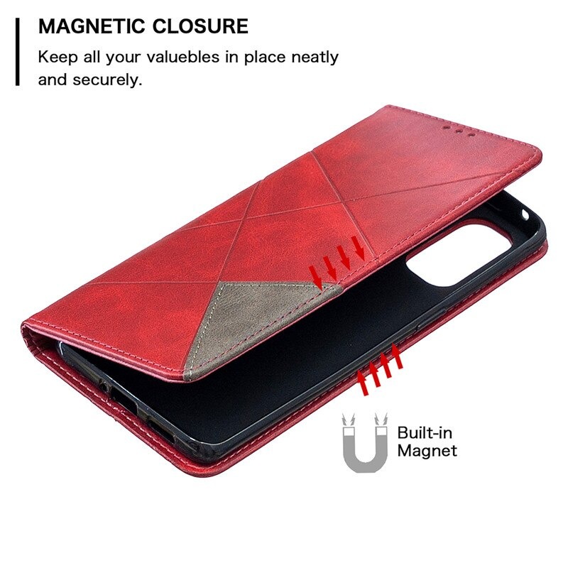 เคส OPPO Reno 4 Pro 5G #เคสฝาพับหนัง PU มีช่องเสียบ ID บัตรอื่นๆในตัว Geometric Pattern Leather Card Holder Protective