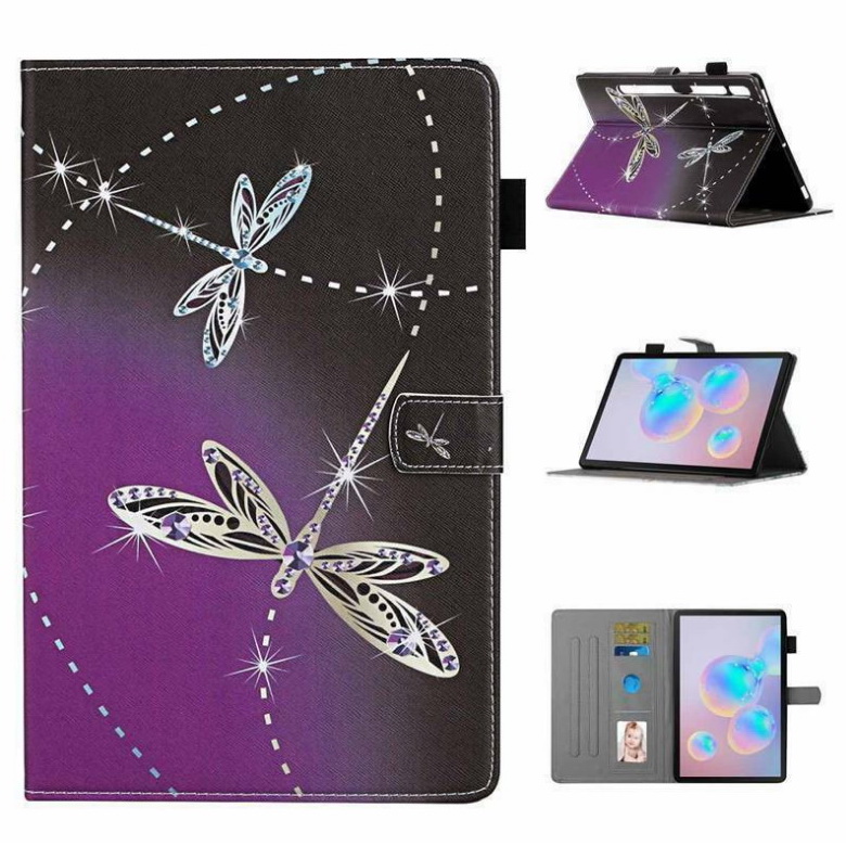 Case Samsung Galaxy Tab S7 SM-T870 SM-T875 #เคสฝาพับมีช่องเก็บบัตรพิมพ์ลายสวยๆ Pattern Printing Magnetic Leather
