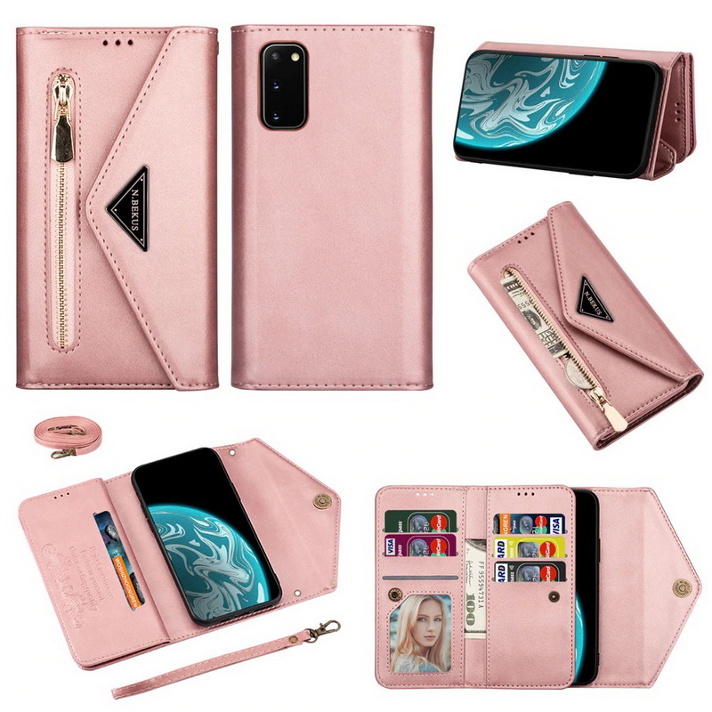 เคส Samsung Galaxy Note 20 / Note 20 5G #เคสฝาพับแบบกระเป๋าสตางค์ช่องใส่บัตรหลายช่องพร้อมสายคล้อง Multi-slot Wallet Zippered Envelope Flip Leather