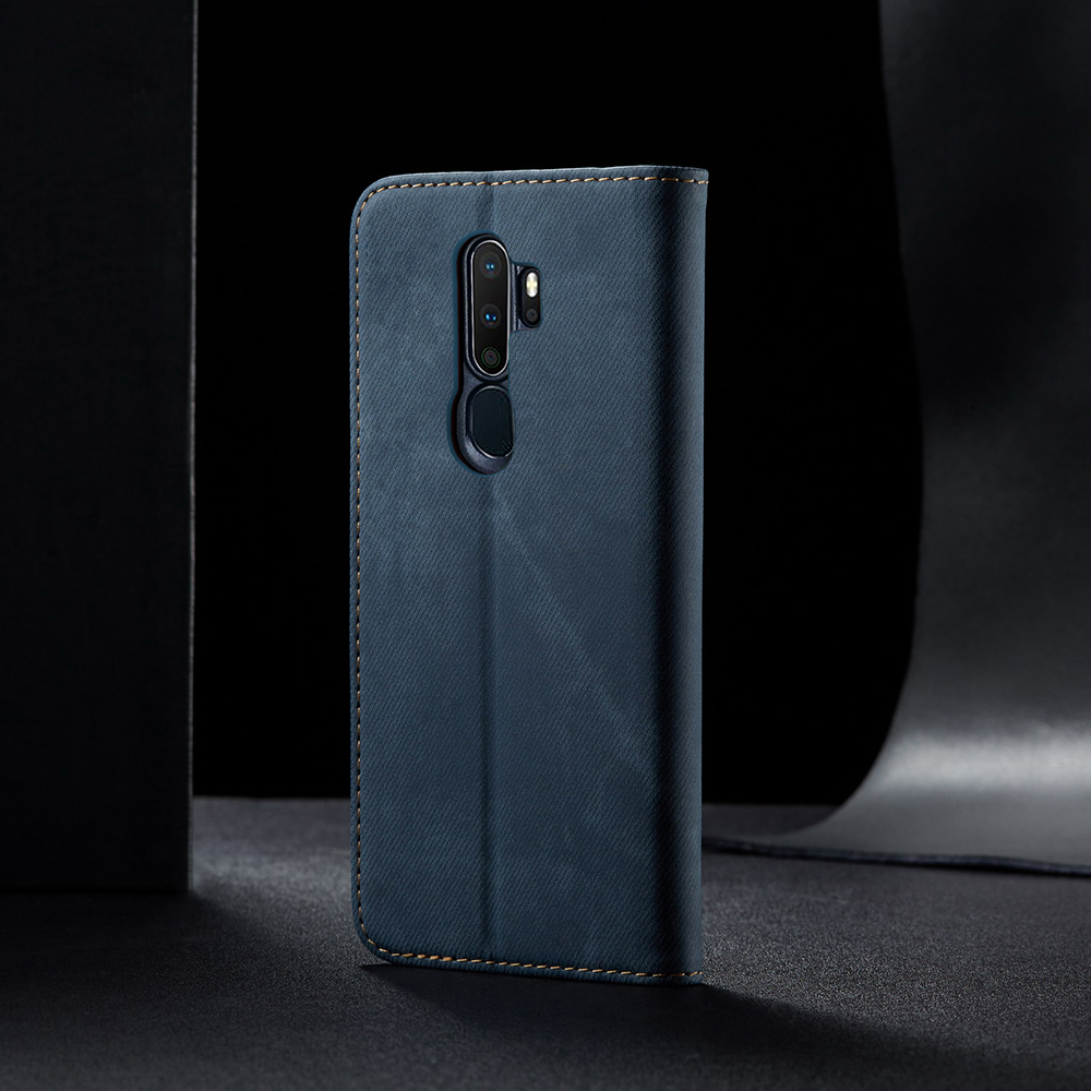 Case OPPO A9 (2020) / OPPO A5 (2020) #เคสฝาพับสไตล์ย้อนยุคผิวผ้ายีนส์แบบกระเป๋าสตางค์