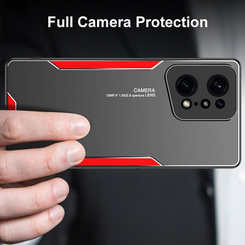 เคส OPPO Find X5 Pro 5G #เคสฝาหลังไฮบริด Metal +TPU Shockproof metal back plate Phone Back Cover