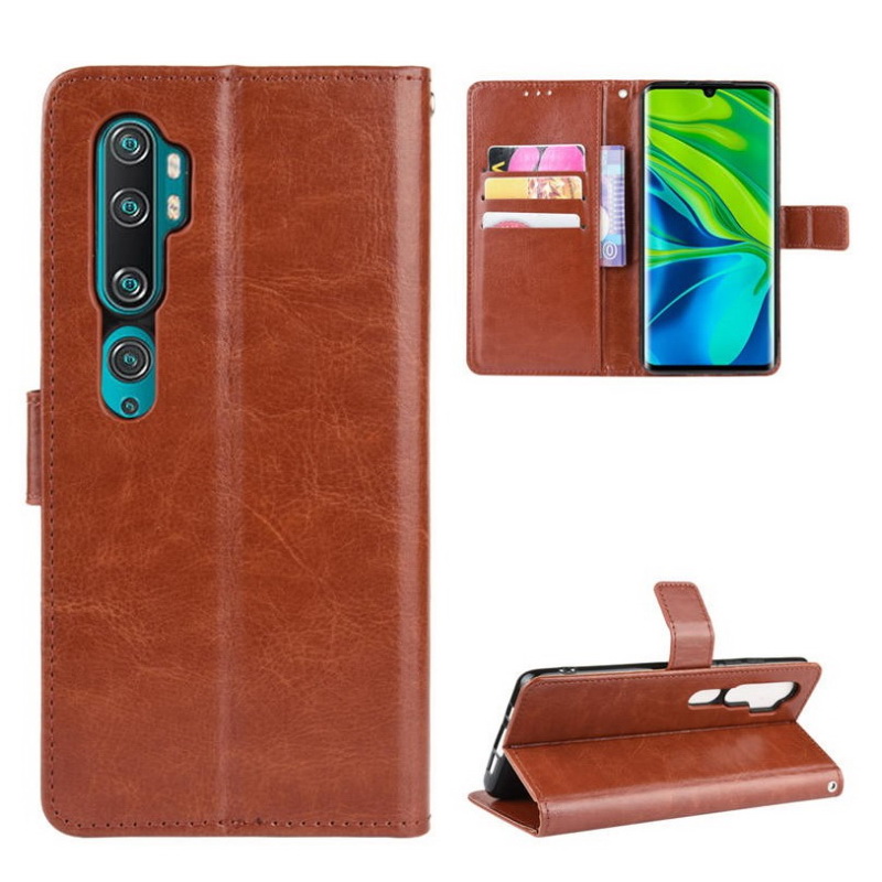 เคส Xiaomi Mi Note 10 Pro #เคสฝาพับหนัง PU ผิวหนังม้า Crazy Horse Texture Leather Wallet