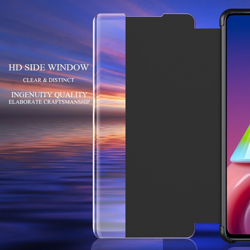 เคส Samsung Galaxy M51 #เคสฝาพับเคลือบผิวหนัง PU มีช่องวิวด้านข้างพับวางตั้งได้ Smart Flip kickstand leather Cover