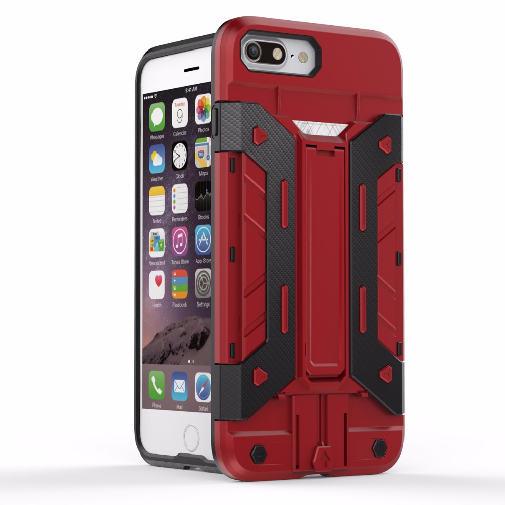 Case iphone 7 plus / 8 plus #เคสฝาหลังเกราะ Kickstand PC + TPU สล็อตการ์ดไฮบริดสีสันสดใส