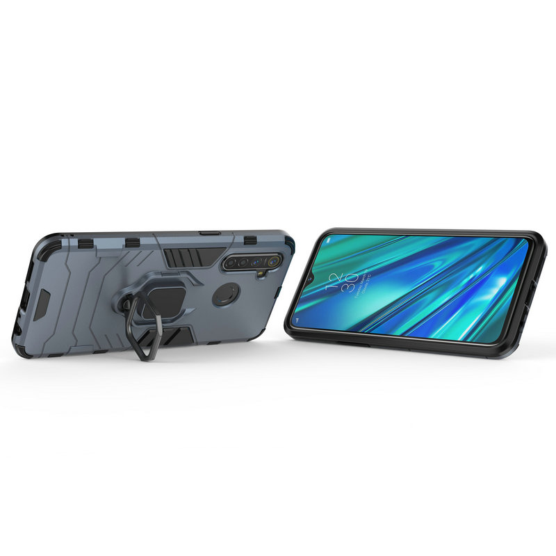 Case Realme 5 Pro #เคสฝาหลังพลาสติกแข็ง +TPU Hybrid Case มีแหวนสวมนิ้วโลหะ