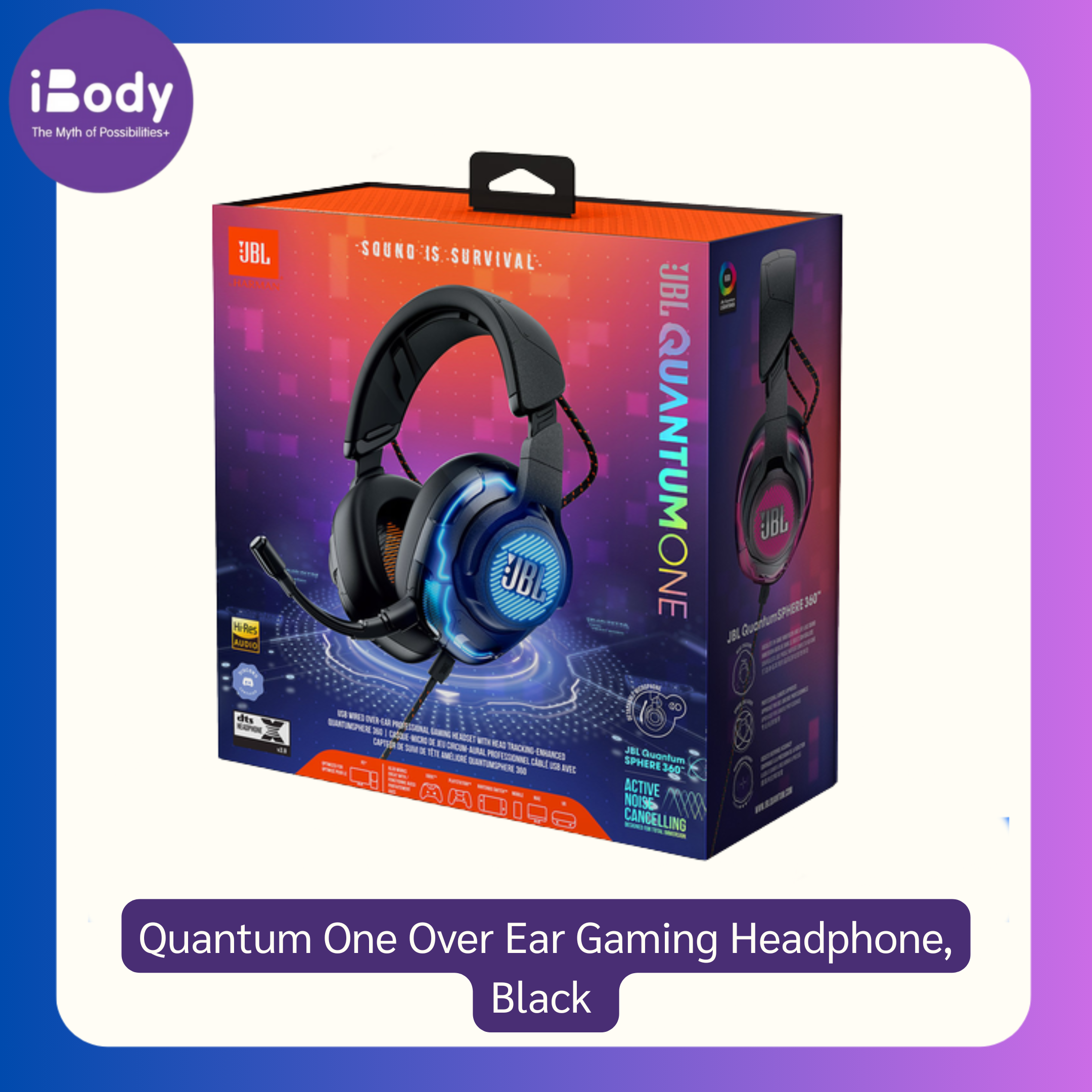เจบีแอล ชุดหูฟังเล่นเกม เกมมิ่ง Quantum One Over Ear Gaming Headphone, Black (JBL By Harman®)