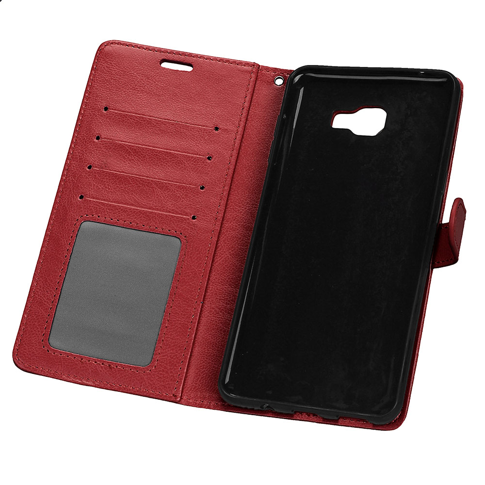 เคส Samsung Galaxy C9 Pro #เคสฝาพับสไตล์กระเป๋าสตางค์ Crazy Horse PU มีช่องใส่บัตร 3 ช่อง #เคสผิวหนังม้า