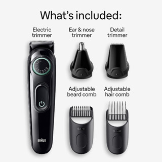 Braun® All-in-One 3 Trimmer for Men Ear & Nose, Hair Clippers & More, Ultra-Sharp Blade, AIO3450 ชุดเครื่องโกนหนวด
