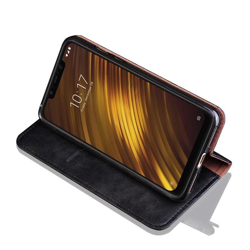 เคส Xiaomi Pocophone F1 #เคสฝาพับหนัง PU Crazy Horse Texture Retro Leather Auto-absorbed Wallet คุณภาพดี
