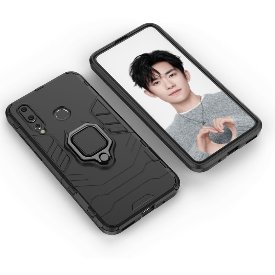 Case Huawei nova 4 #เคสฝาหลังพลาสติกแข็ง +TPU Hybrid Case มีแหวนสวมนิ้วโลหะ