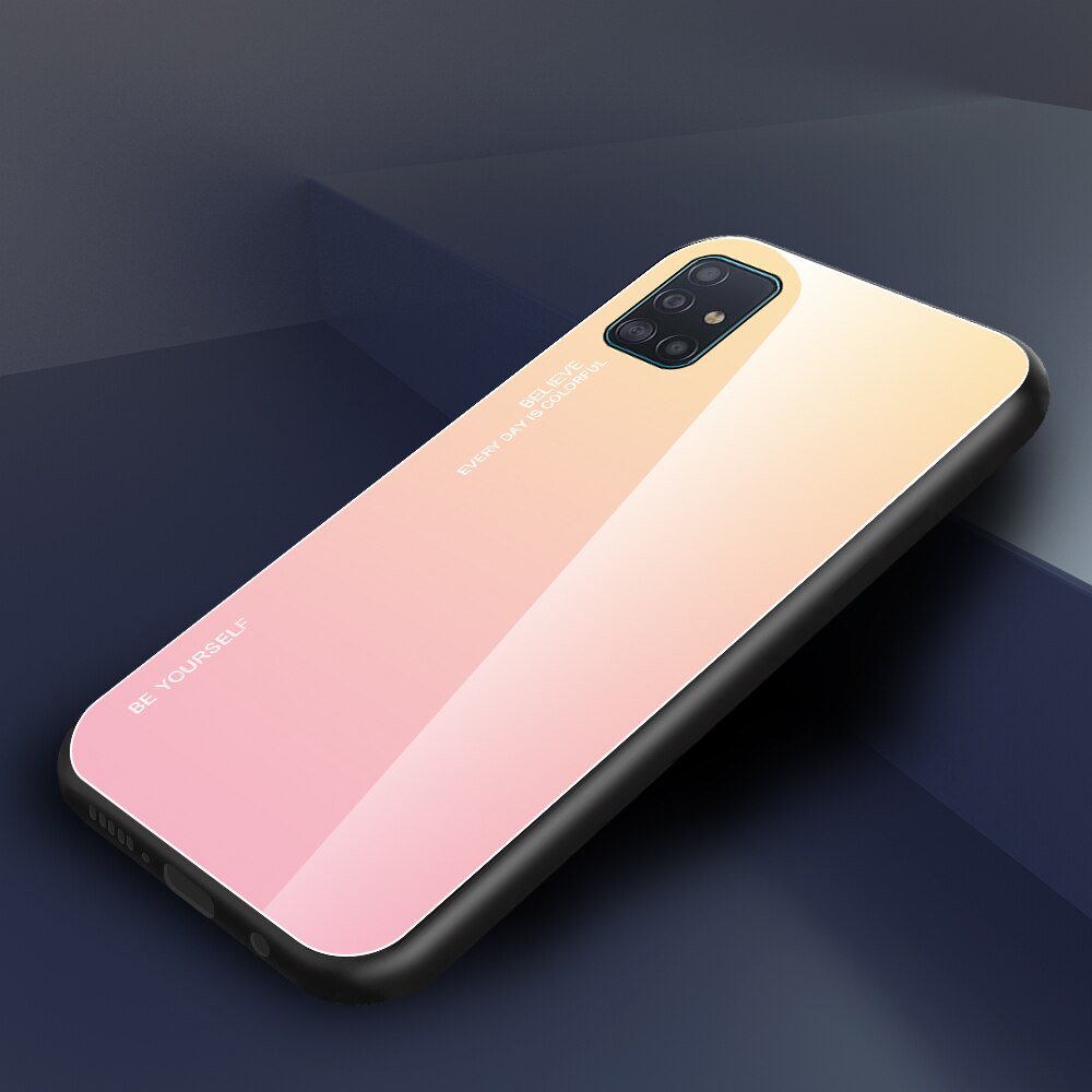 Case Samsung Galaxy S10 lite #เคสฝาหลัง Gradient Color Glass + PC + TPU Hybrid Case