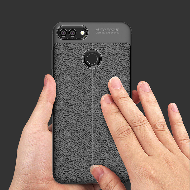 Case Huawei Y9 (2018) #เคสฝาหลัง TPU นิ่มลายหนัง PU ผิวลิ้นจี่ช่วยป้องกันลายนิ้วมือและกันลื่น