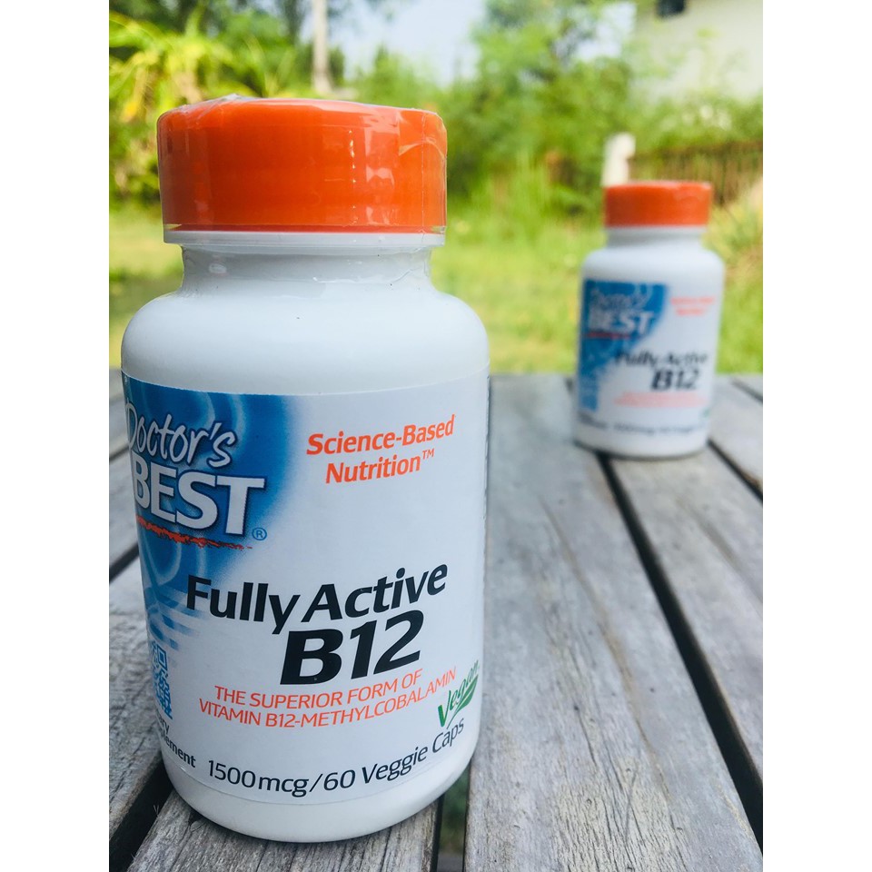 Best Fully Active B12, 1500mcg 60 Veggie Caps (Doctor's Best) วิตามินบี-12 ช่วยสร้างเซลล์เม็ดเลือดแดง เสริมพลังงาน