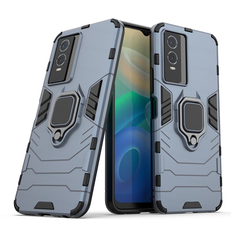 Case Vivo Y76 5G #เคสฝาหลังพลาสติกแข็ง +TPU Hybrid Case มีแหวนสวมนิ้วโลหะ