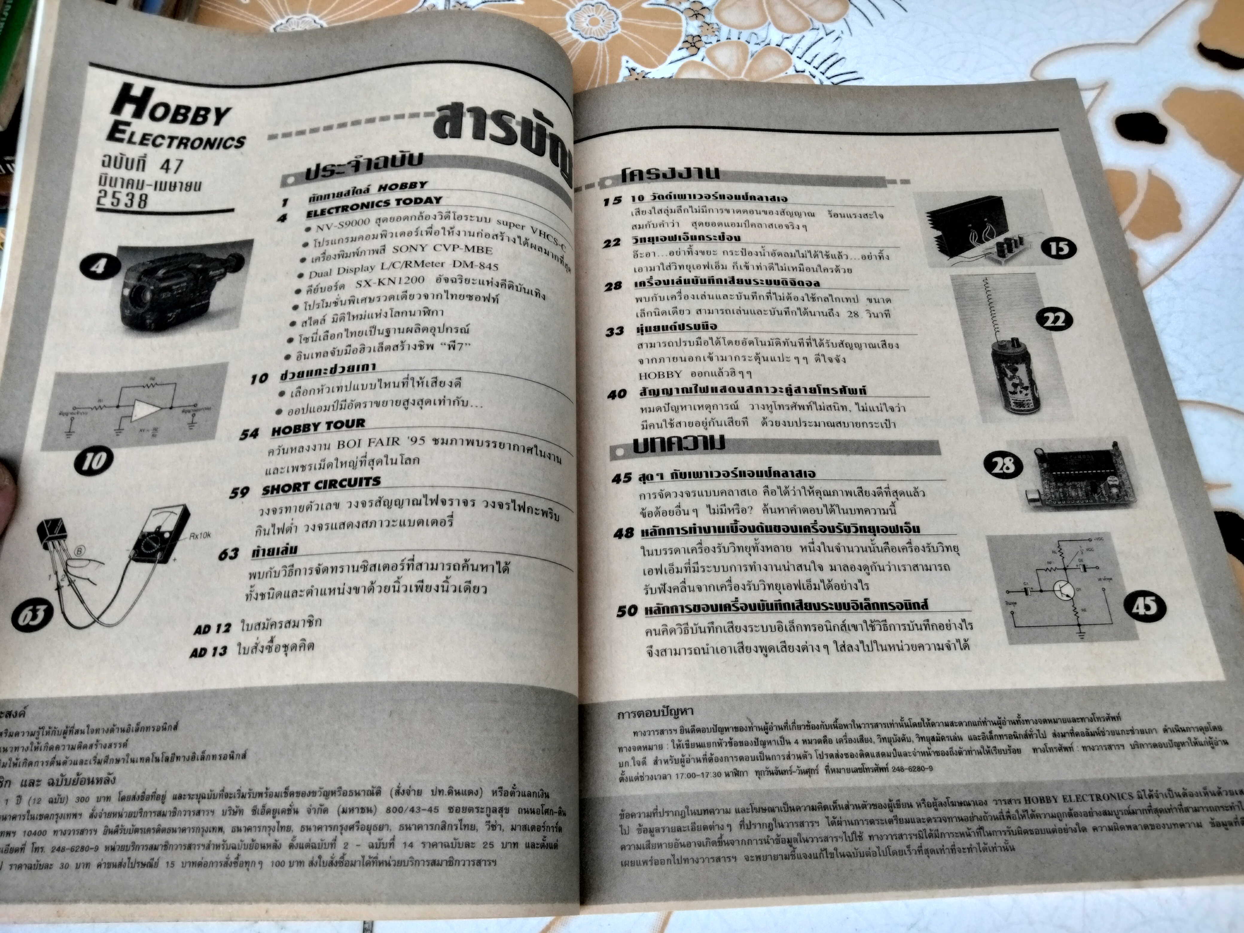HOBBY ELECTRONICS, อิเล็กทรอนิกส์สมัครเล่น เล่มที่ 47 ปี 2538