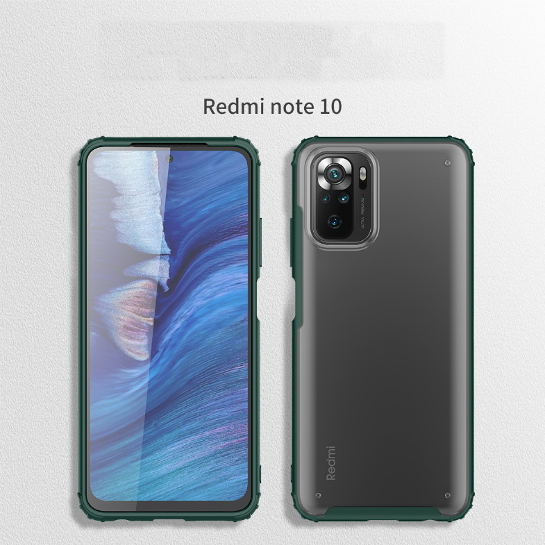 เคส Redmi Note 10S#เคสฝาหลังโปร่งแสงสีขุ่นขอบทึบ +TPU Hybrid Case