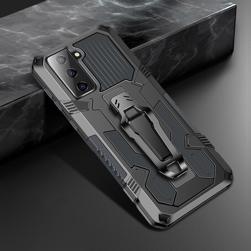 เคส Samsung Galaxy S21 #เคสฝาหลังกันกระแทกมีคลิบหนีบ ไฮบริด พลาสติก+TPU Heavy Duty Rugged Hybrid