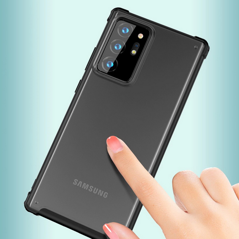 เคส Samsung Galaxy S20 Ultra / S20 Ultra 5G #เคสฝาหลังโปร่งแสงสีขุ่นขอบทึบ +TPU Hybrid Case