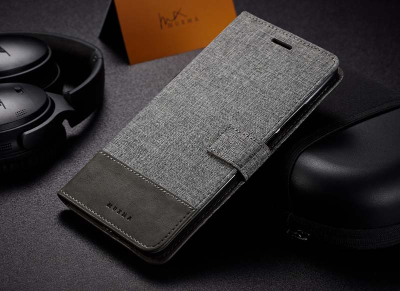 Case Redmi Note 10S #เคสแบบฝาพับ MUXMAหนังPU ออกแบบสีทูโทนตัดลายผ้า Canvas Splicing