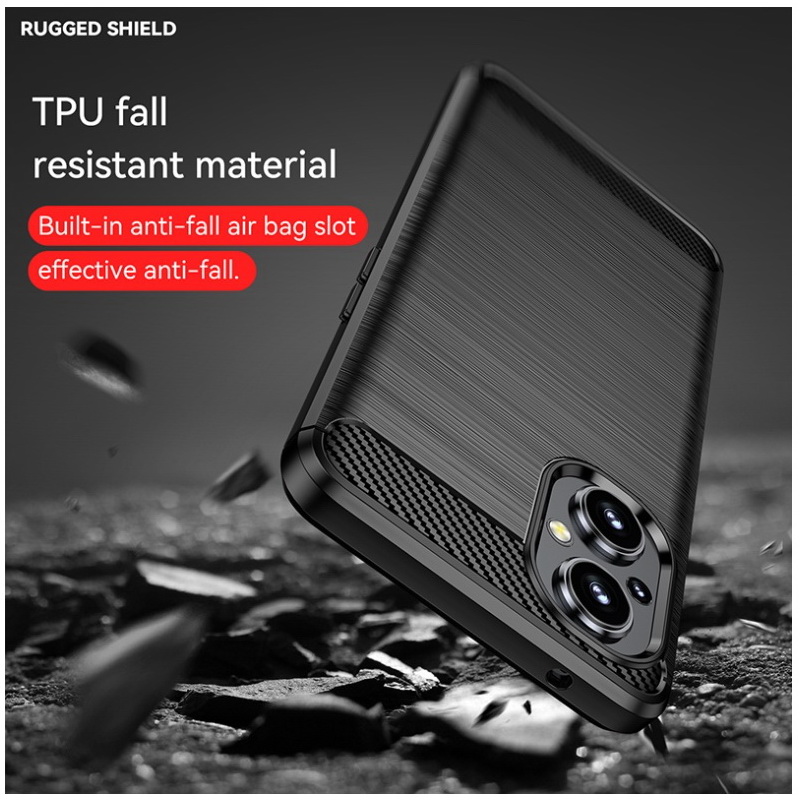 เคส OPPO Reno 7z 5G #เคสฝาหลังผิวแปรงคาร์บอนไฟเบอร์ Brushered TPU Back Case