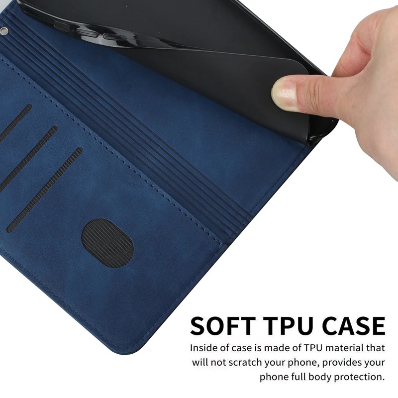 Case iPhone 14#เคสฝาพับแบบกระเป๋าสตางค์หนัง PU มีช่องใส่บัตร Magnetic Leather S Line Wallets Flip Case