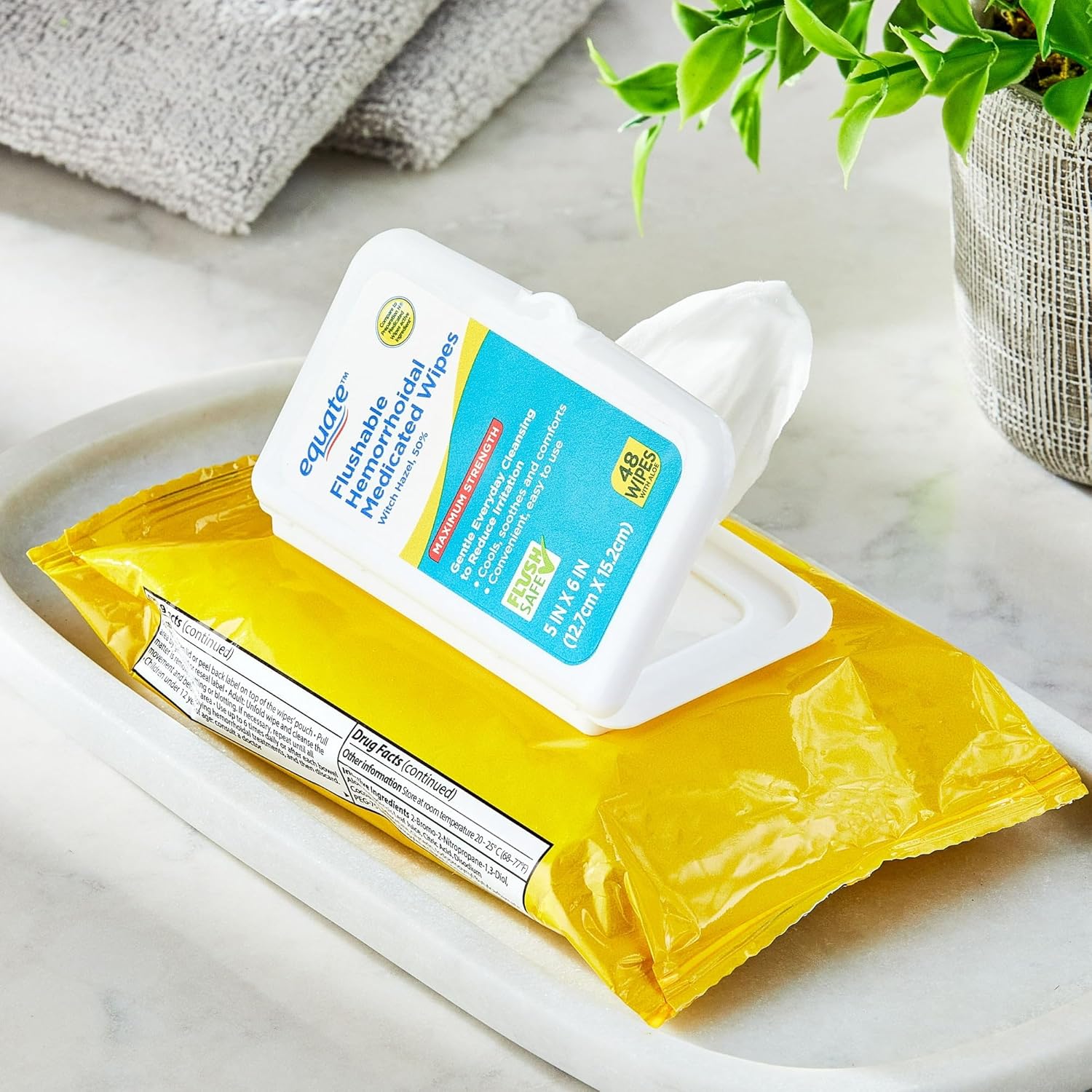 Equate® Flushable Hemorrhoidal Medicated Wipes 48 Count ผ้าเช็ดทำความสะอาดริดสีดวงทวาร