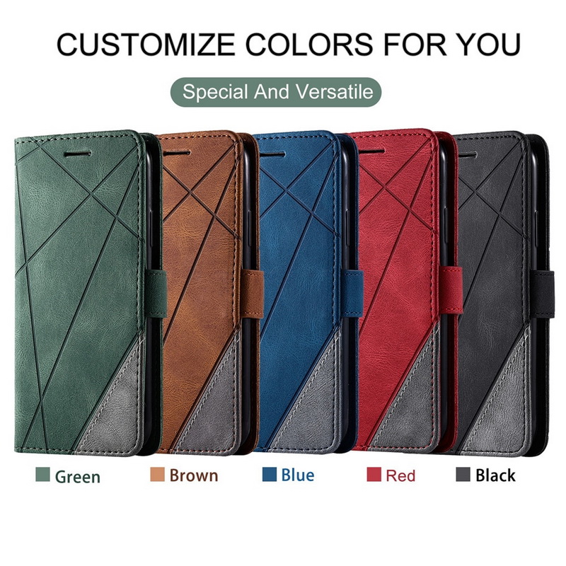 Case Huawei P30 Lite #เคสฝาพับหนัง PU มีช่องเสียบบัตรอื่นๆในตัว Geometric Pattern Leather Card Holder Protective