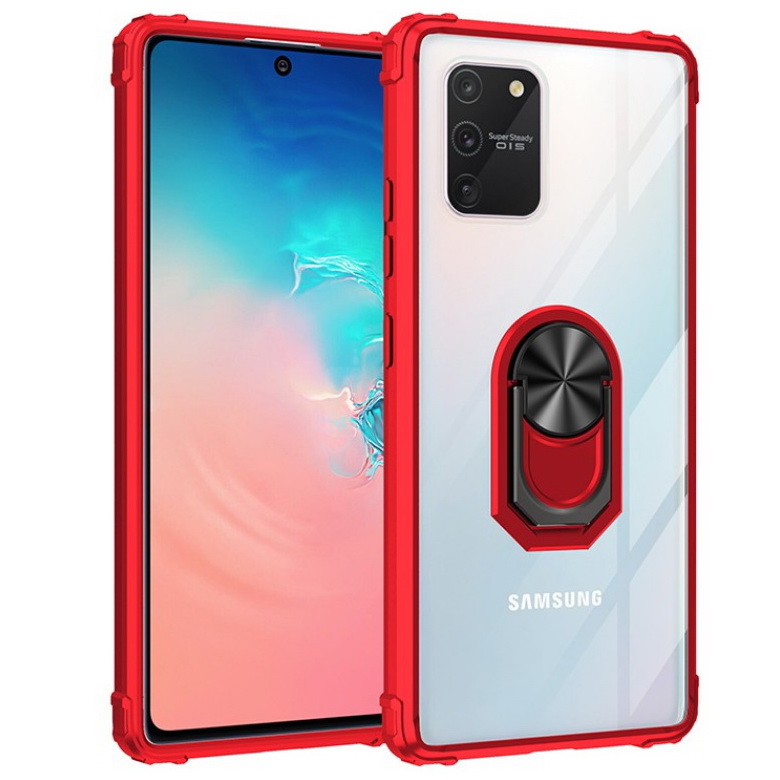 Case Samsung Galaxy S10 Lite #เคสฝาหลังใสขอบทึบ +TPU Hybrid Case มีแหวนสวมนิ้วโลหะ