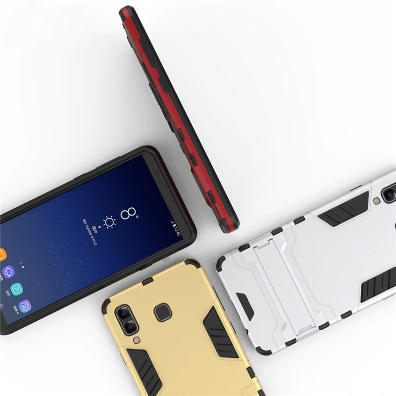 เคส Samsung Galaxy A8 Star #เคสฝาหลังพลาสติก ไฮบริด TPU + Kickstand