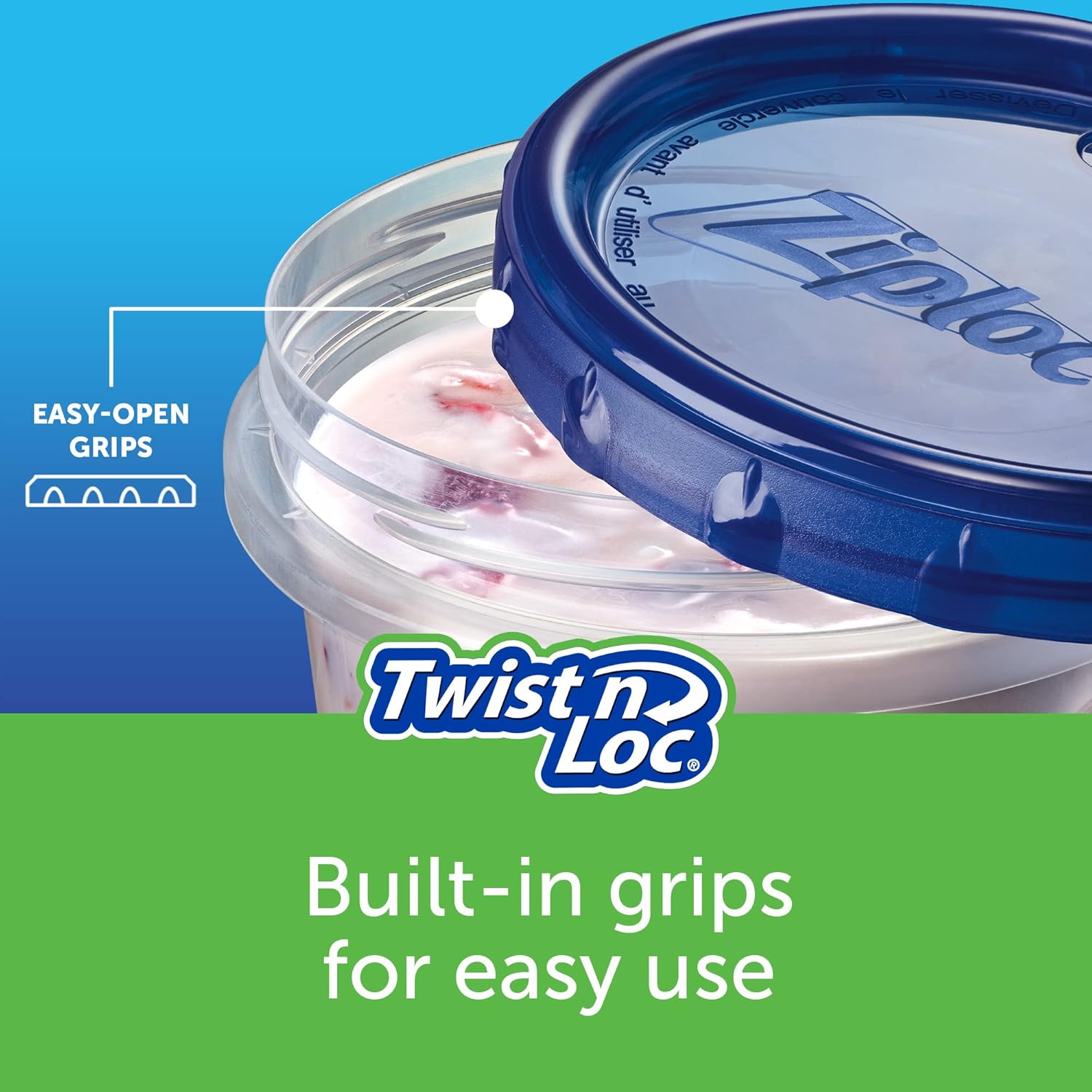 (Pre Order) Ziploc® Twist’n Loc Containers & Lids 8 oz., 4 Count กล่องพลาสติก ทรงกลมพร้อมฝาปิด สำหรับใส่อาหาร