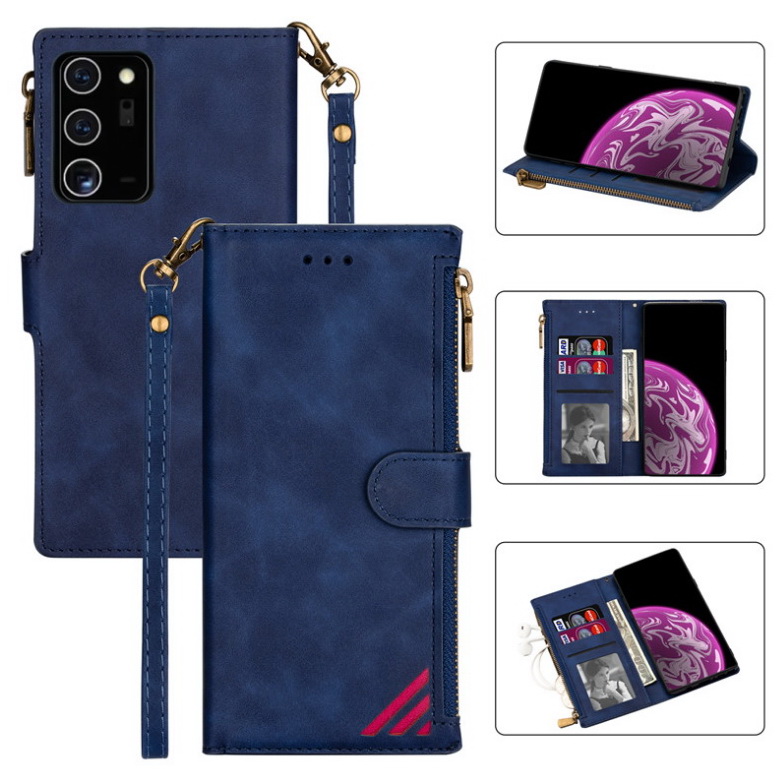 Case Huawei P40#เคสฝาพับหนัง PU มีช่องซิปมีที่เสียบการ์ด สายคล้องมือ Card Slots Luxury Flip Stand Card Zipper Phone Leather Wallet Cover (สินค้าตัวอย่างสินค้าจริงตรงตามรุ่น)