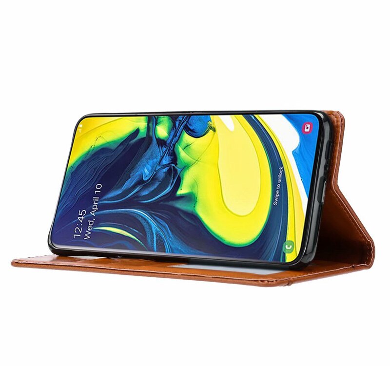 เคส Samsung Galaxy A80 #เคสฝาพับแบบกระเป๋าสตางค์หนัง PU มีช่องเสียบบัตรคุณภาพดี