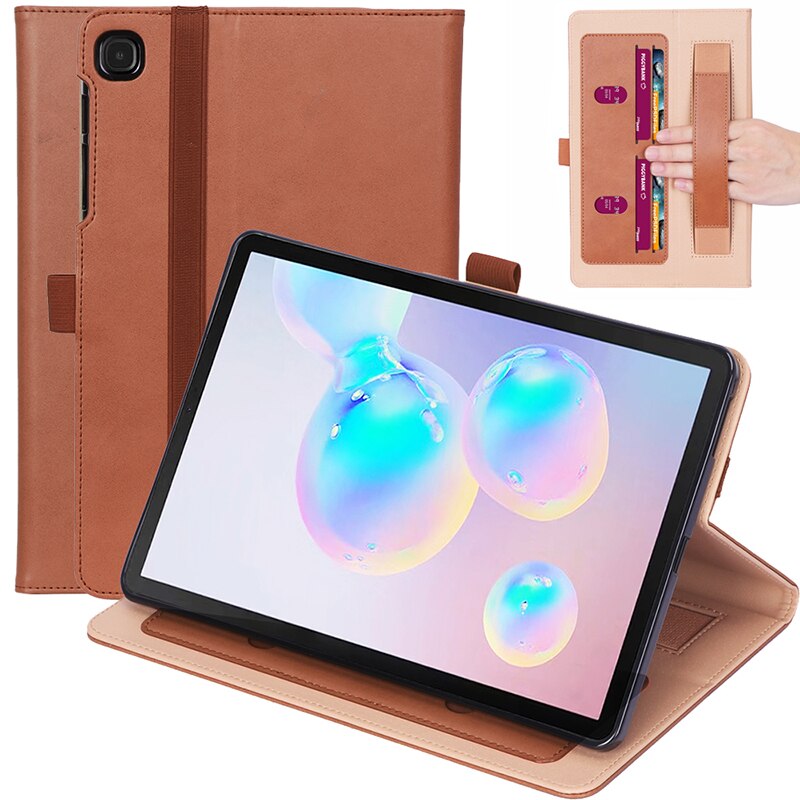 เคส Samsung Galaxy Tab S6 Lite 10.4 SM-P610 P615 P617 #เคสฝาพับหนัง PU มีที่สวมนิ้ว Card Holder Stand PU Leather Smart Case