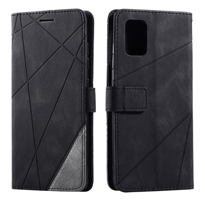 Case Samsung Galaxy A51 #เคสฝาพับหนัง PU มีช่องเสียบบัตรอื่นๆในตัว Geometric Pattern Leather Card Holder Protective