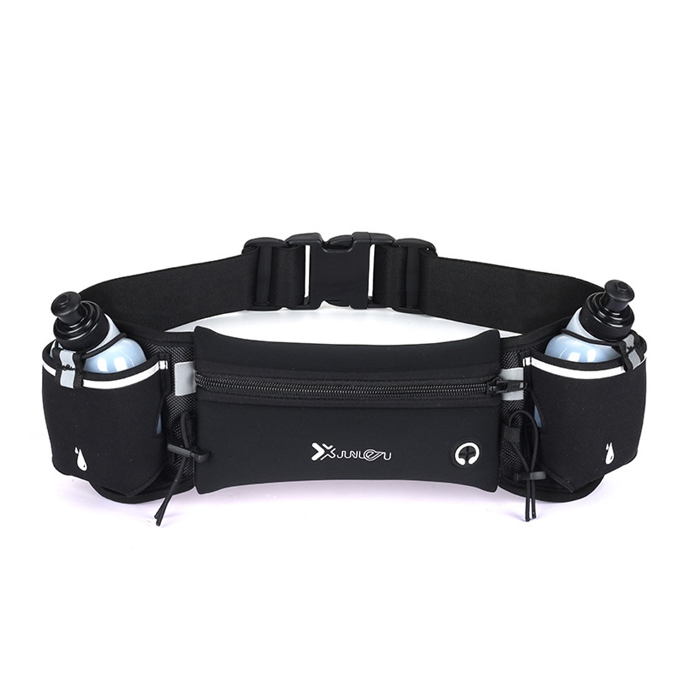 กระเป๋าคาดเอววิ่งออกกำลังกายใส่ขวดน้ำ 2 ขวด ติด BIB มีช่องเสียบหูฟัง (แถมฟรีขวดน้ำ 2 ขวดขนาด 175ML) (A27)