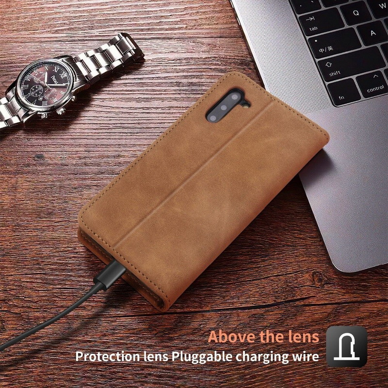 เคส Samsung Galaxy Note 10 #เคสฝาพับหนัง PU สไตล์กระเป๋าสตางค์พร้อมช่องใส่การ์ด Luxury Flip Stand Card Phone Leather Wallet Cover Casing