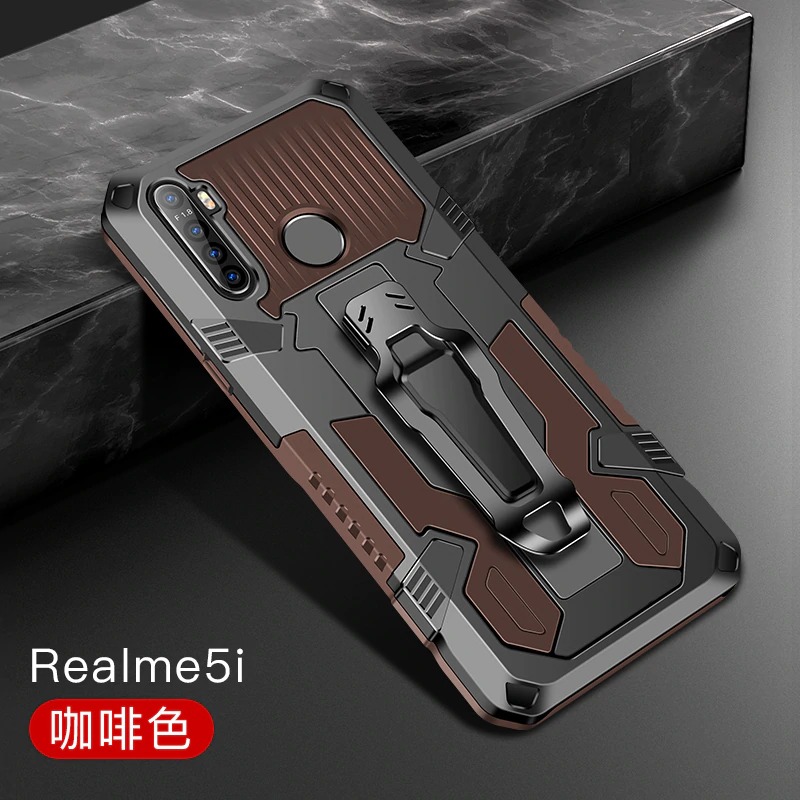 เคส realme 5i #เคสฝาหลังกันกระแทกมีคลิบหนีบ ไฮบริด พลาสติก+TPU Heavy Duty Rugged Hybrid