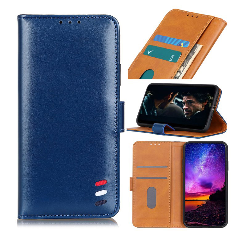 เคส Samsung Galaxy A52/A52 5G/A52s 5G#เคสฝาพับแบบกระเป๋าสตางค์หนังแยกปิดแม่เหล็ก Tricolor Strip Auto-absorbed Split Leather Wallet