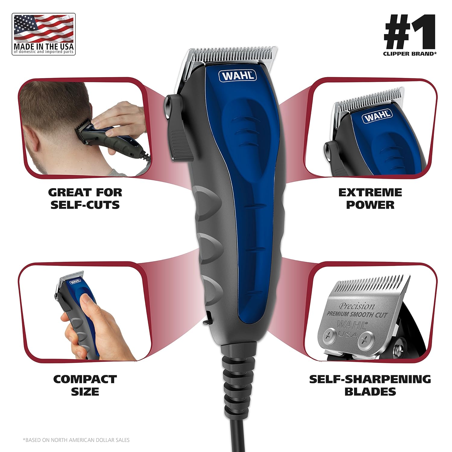 WAHL® Clipper Self-Cut Personal Haircutting Kit รุ่น 79467 ปัตตาเลี่ยน ชุดตัดผมตกแต่งผมด้วยตนเอง 22 ชิ้น ขนาดกะทัดรัด