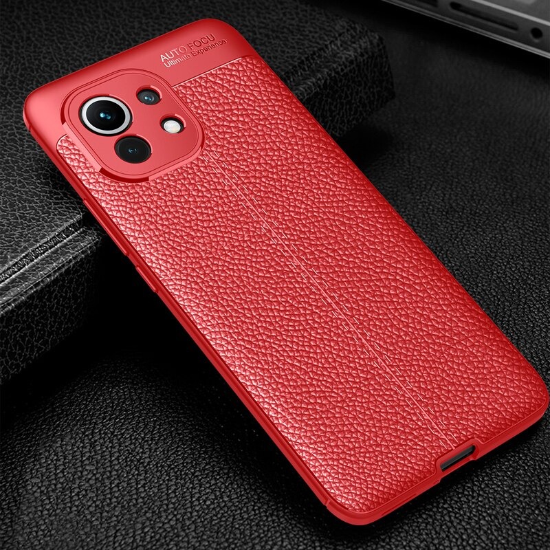 เคส Xiaomi Mi 11 #เคสฝาหลัง TPU ผิวลิ้นจี่ช่วยป้องกันลายนิ้วมือและกันลื่นได้ดี