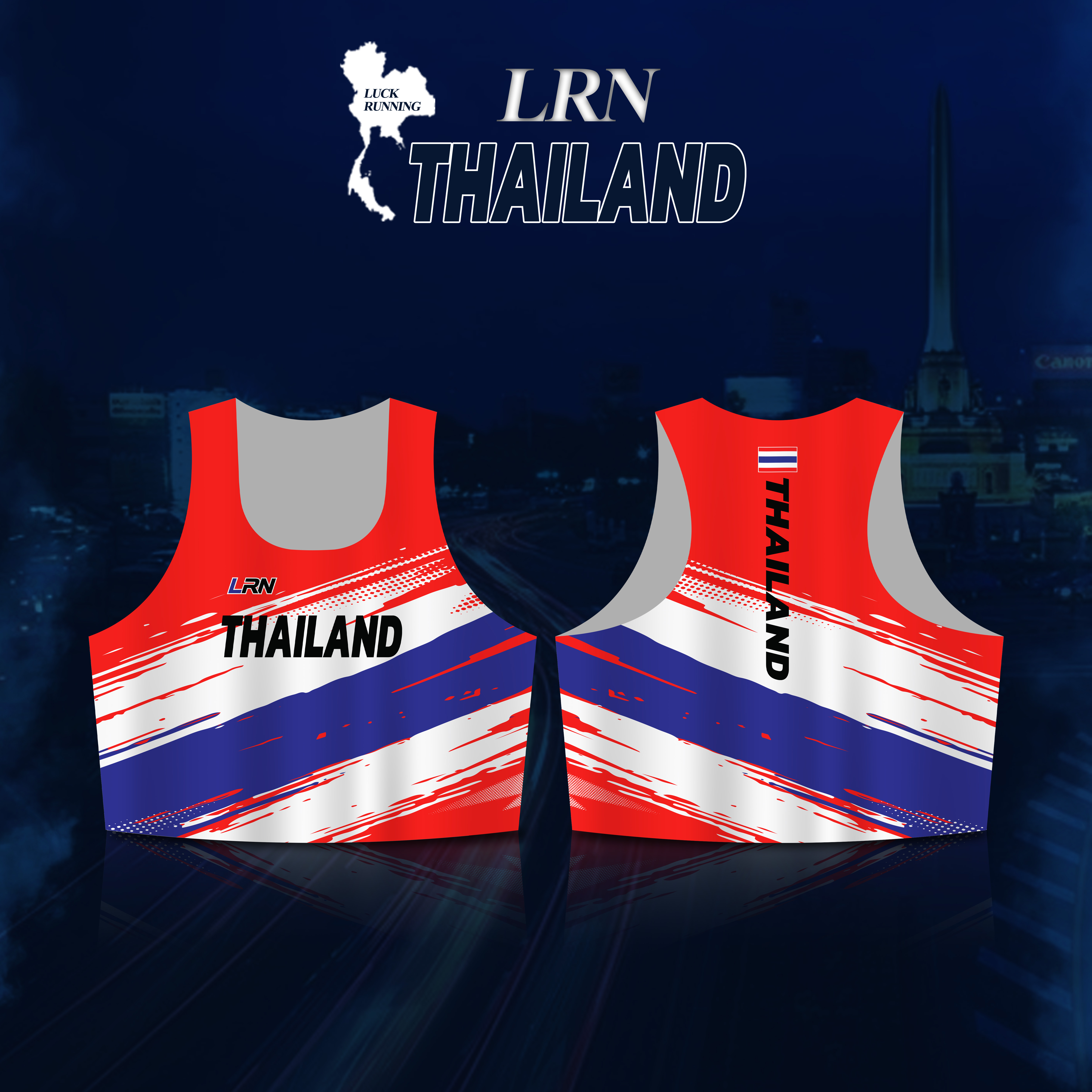 เสื้อวิ่งพิมพ์ลาย LRN เนื้อผ้า Super Air Flow (SF10)