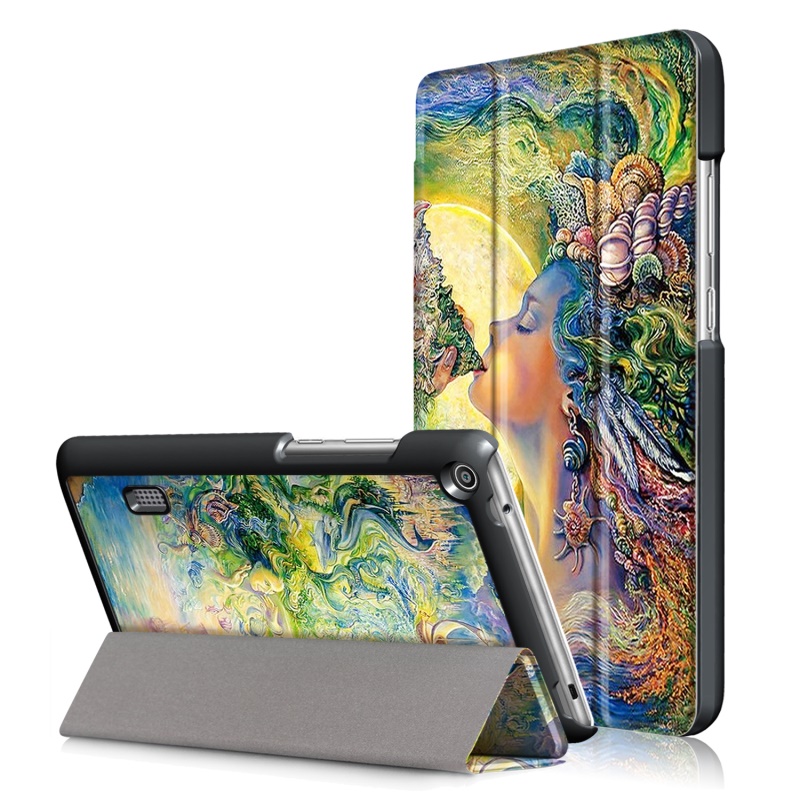 เคส Huawei MediaPad T3 7.0 #เคสฝาพับหนัง PU 3 พับพิมพ์ลายสวยงาม Smart Tri-fold Stand