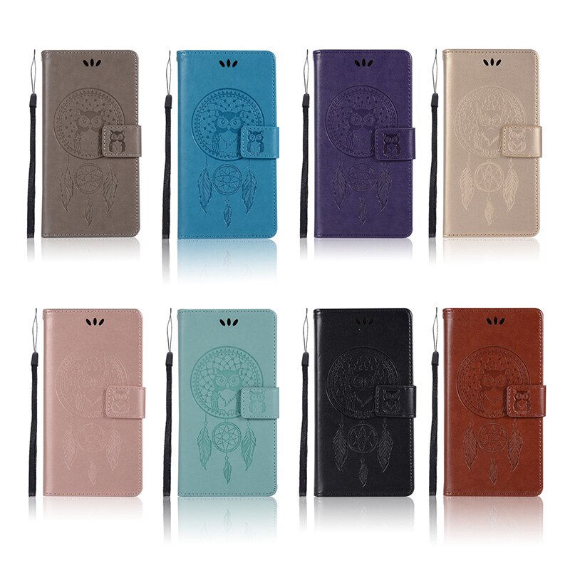 เคส Asus Zenfone Max ZC550KL #เคสฝาพับแบบกระเป๋าสตางค์ฝาพับหนัง PU ลายนกฮูก Imprint Owl Dream Catcher PU Leather