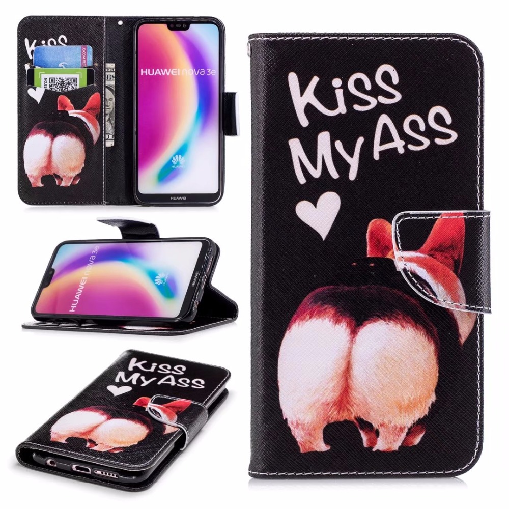 Case Huawei P20 Lite/Nova 3e #เคสฝาพับสไตล์กระเป๋าสตางค์พิมพ์ลายสวยๆ Pattern Printing Magnetic Leather