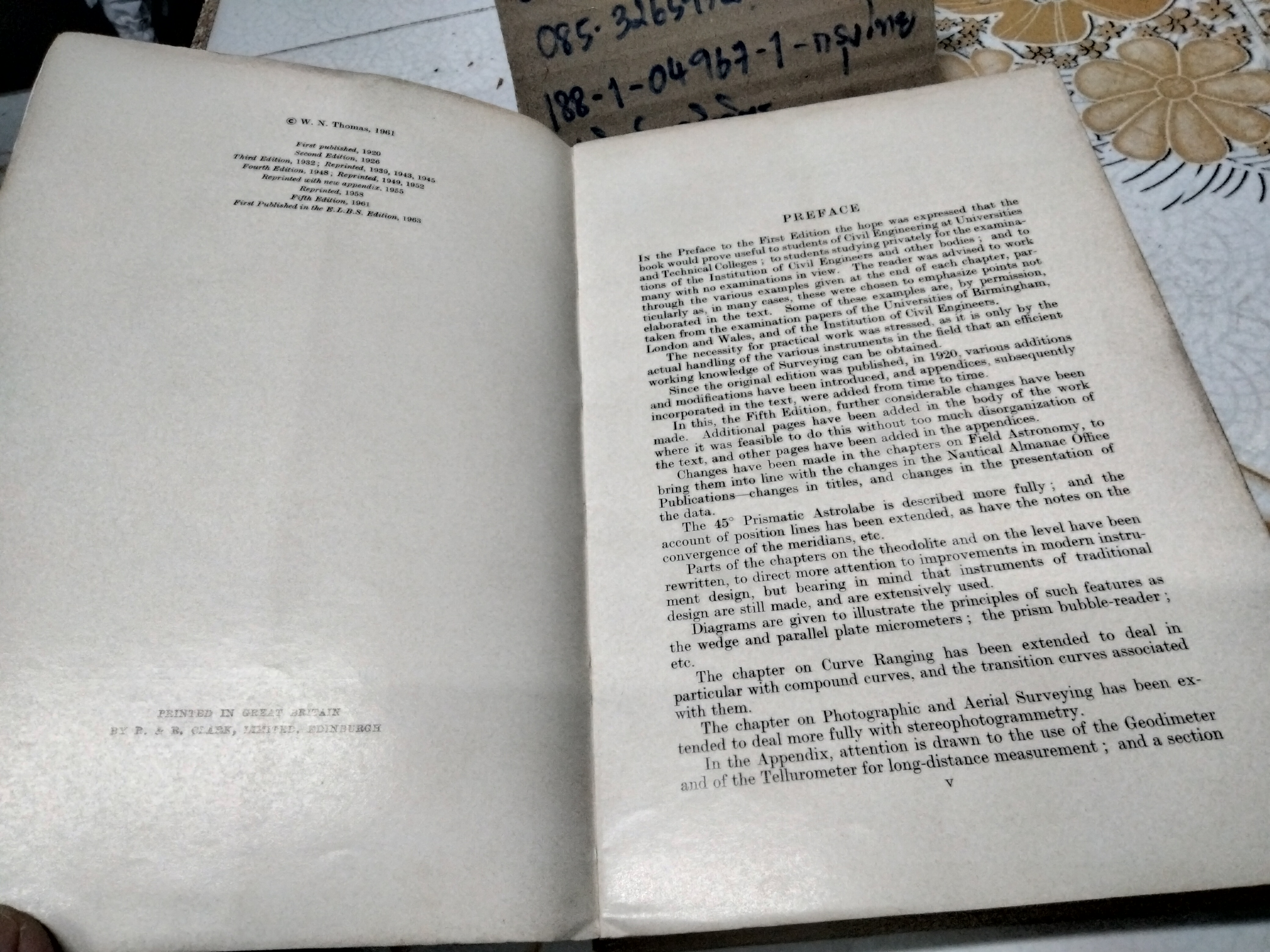 SURVEYING, W. NORMAN THOMAS ELBS 1963