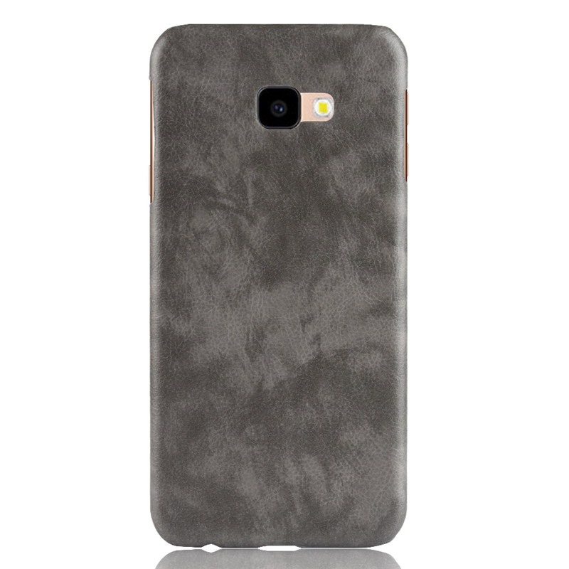 เคส Samsung Galaxy J4+ #เคสฝาหลังพลาสติกแข็งเคลือบหนัง PU ลายผิวลิ้นจี่ Litchi Skin Leather Coated