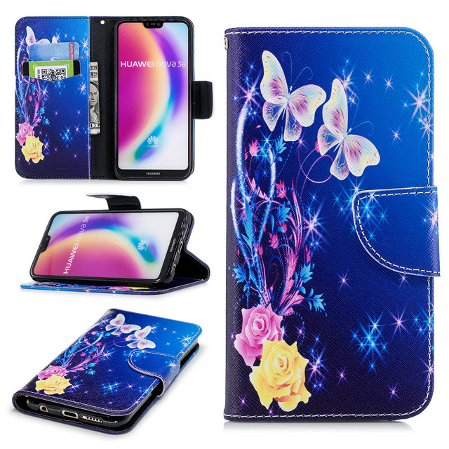 Case Huawei P20 Lite/Nova 3e #เคสฝาพับสไตล์กระเป๋าสตางค์พิมพ์ลายสวยๆ Pattern Printing Magnetic Leather