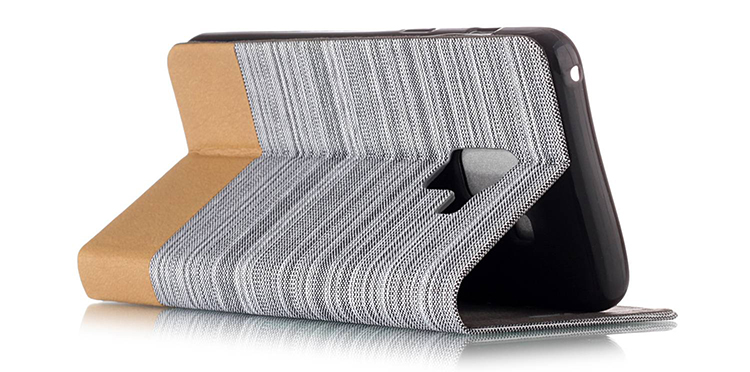 เคส Samsung Galaxy A8+(2018) #เคสฝาพับหนัง PU Canvas Leather Coated PC Case #เคสคุณภาพดีราคาถูก